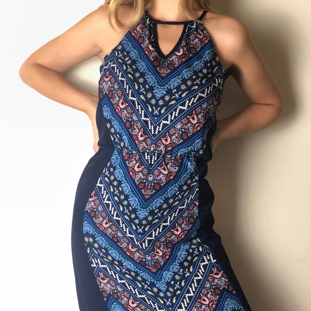 Patterned blue maxi dress